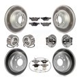 thumbnail image 1 of Transit Auto Front Rear Wheel Hub Bearings Assembly Coated Disc Brake Rotors and Ceramic Pads Shoes Kit (10Pc) for Car BMW 328i - Left Right Side (Driver Passenger) KBB-112949, 1 of 10
