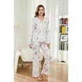 thumbnail image 4 of LYCY Womens Pajama Sets Floral Print, Long Sleeve Button Down Pajamas Set for Women Soft Sleepwear Pjs 2 piece Loungewear, (Pink Rose, Medium, 4 of 6