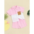 thumbnail image 4 of Musuos Kids Boys Casual Shorts Set, 1-6 Years Contrast Color Short Sleeve Shirt with Elastic Waist Shorts Toddler Set Summer Outfit, 4 of 10