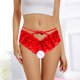 thumbnail image 4 of Gibobby Paquete de Tanga para dama Bragas abiertas huecas sexy para mujer Bragas de encaje Bragas triangulares lindas de cintura(Rojo,Talla única), 4 of 5