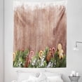 thumbnail image 1 of Winter Tapestry, Candy Cane Gingerbread Man Pine Trees Lemon Snow Cold Season Rustic Wooden Board Art, Fabric Wall Hanging Decor for Bedroom Living Room Dorm, 5 Sizes, Multicolor, by Ambesonne, 1 of 1
