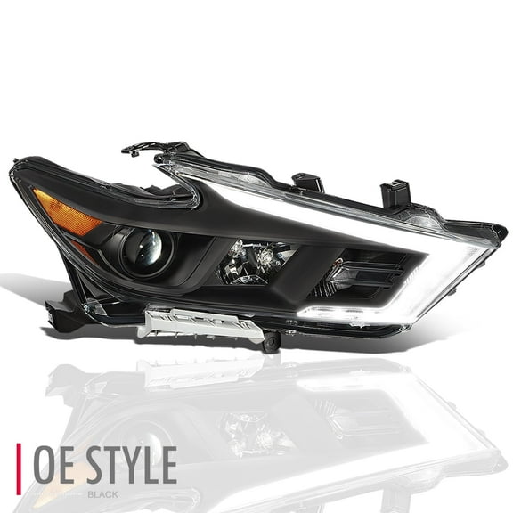 DNA Motoring LED DRL Projector Headlight for 16-18 Nissan Maxima S SL SV, Passenger Right Side
