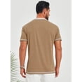 thumbnail image 3 of DARING DIVA Men's Henley V-Neck Colorblock Button Down Short Sleeve T-Shirt S Khaki, 3 of 7