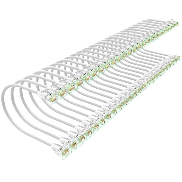 Cables de conexión Xcftaud Cat 6, 1 pie (30 cm), paquete de 24, 10 Gbps, 550 Mhz