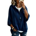 thumbnail image 4 of Endives Womens Cardigan Sweaters Hooded 3/4 Length Sleeve Knit Cardigan Button Front Loose Casual Oversized Sweater Coat With Pockets Cardigan Sweaters for Women Navy XXXXXL, 4 of 6