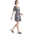 thumbnail image 3 of Made by Johnny Women's Airy Short Sleeve Kimono Style Deep V Neck Tie dye Dress M BLACK, 3 of 6