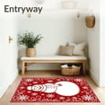 thumbnail image 3 of ODIKA 3'x5' Machine Washable Non-Slip Area Rug, Joyful Frosty Character and Swirling Snowflake Art Nouveau Design High Traffic Rug, Red, 613189, 3 of 7