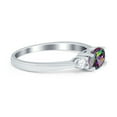 thumbnail image 2 of Three Stone Oval Engagement Ring Simulated Rainbow CZ 925 Sterling Silver Size 5, 2 of 4
