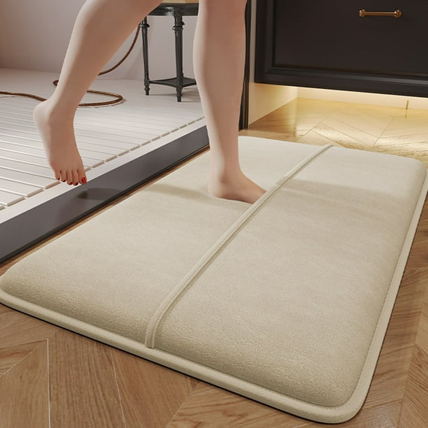 Alfombra de baño Alfombra de baño Espuma antideslizante suave y gruesa | Absorbente de agua lavable 40x60cm Poliéster | Confort de envoltura completa para ducha, tocador, decoración interior | Beige