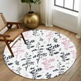 thumbnail image 2 of Large Round Rug 8Ft Washable Non-Slip, Grey Pink Botanical Circle Area Rugs for Living Room Bedroom, Watercolor Spring Floral Summer Leaf Indoor Floor Mats Carpet Runner for Home Decor, 2 of 8