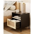 thumbnail image 4 of Nightstand Rattan Night Stand,Modern Side Table Boho Farmhouse  Bedside Table with Storage Drawer and Open Shelf,Large End Side Table for , Room,Office(Black), 4 of 6