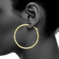 thumbnail image 5 of X & O Women's 14K Yellow Gold Plated 50mm Polished and Diamond Cut Hoop Earrings, 5 of 7