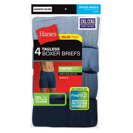 Hanes Big Men's FreshIQ ComfortSoft Waistband Boxer Brief 4-Pack, 3XL