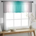 thumbnail image 2 of Gray Teal Green Valance Curtains for Kitchen/Living Room/Bathroom/Bedroom Window, Rod Pocket Small Topper Half Short Window Curtains Voile Sheer Scarf, Modern Gradient Geometric 42"x12", 2 of 8