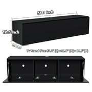 Hommpa Wall Mounted Floating TV Stand with LED Lights Modern Entertainment Center for TVs for up to 65 Media Console TV Unit with Storage Cabinets Black High Gloss for Living Room Bedroom