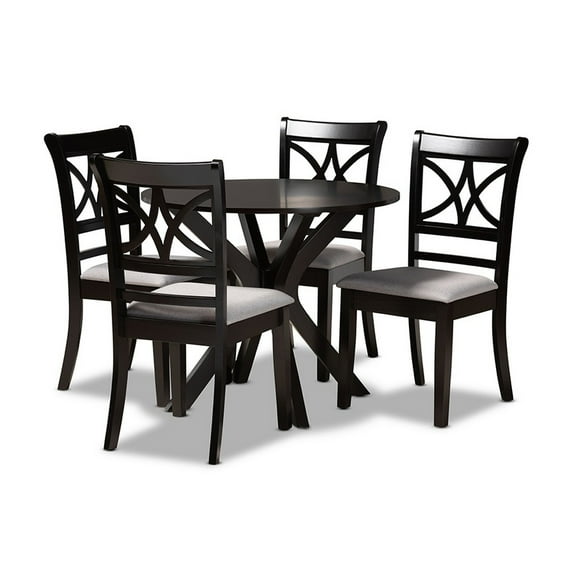 Julia Modern and Contemporary Grey Fabric Upholstered and Wood 5-Piece Dining Set