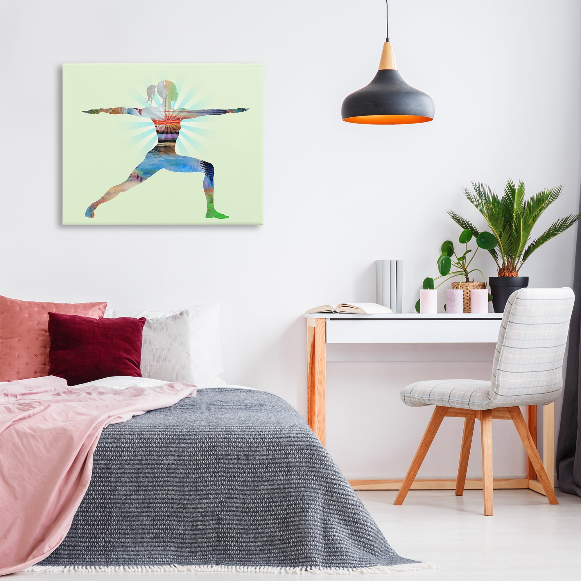 Stupell Industries Standing Yoga Pose People Painting Wrapped Canvas Art Print Wall Art, 40 x 30