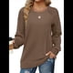 thumbnail image 2 of Sudaderas para Mujer, Suéteres de Cuello Redondo con Mangas de Punto , Moda 2025 Marrón Oscuro L, 2 of 8