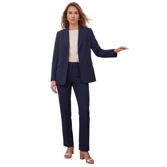 Jessica London Women's Plus Size Petite Stretch Crepe Single-Breasted Pantsuit