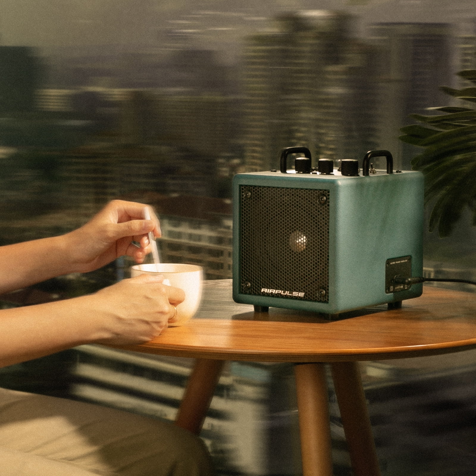 Airpulse Edifier Powered Bluetooth Speaker, Compact Countertop Speaker with Aux Line Input for Home Office Party - Blue