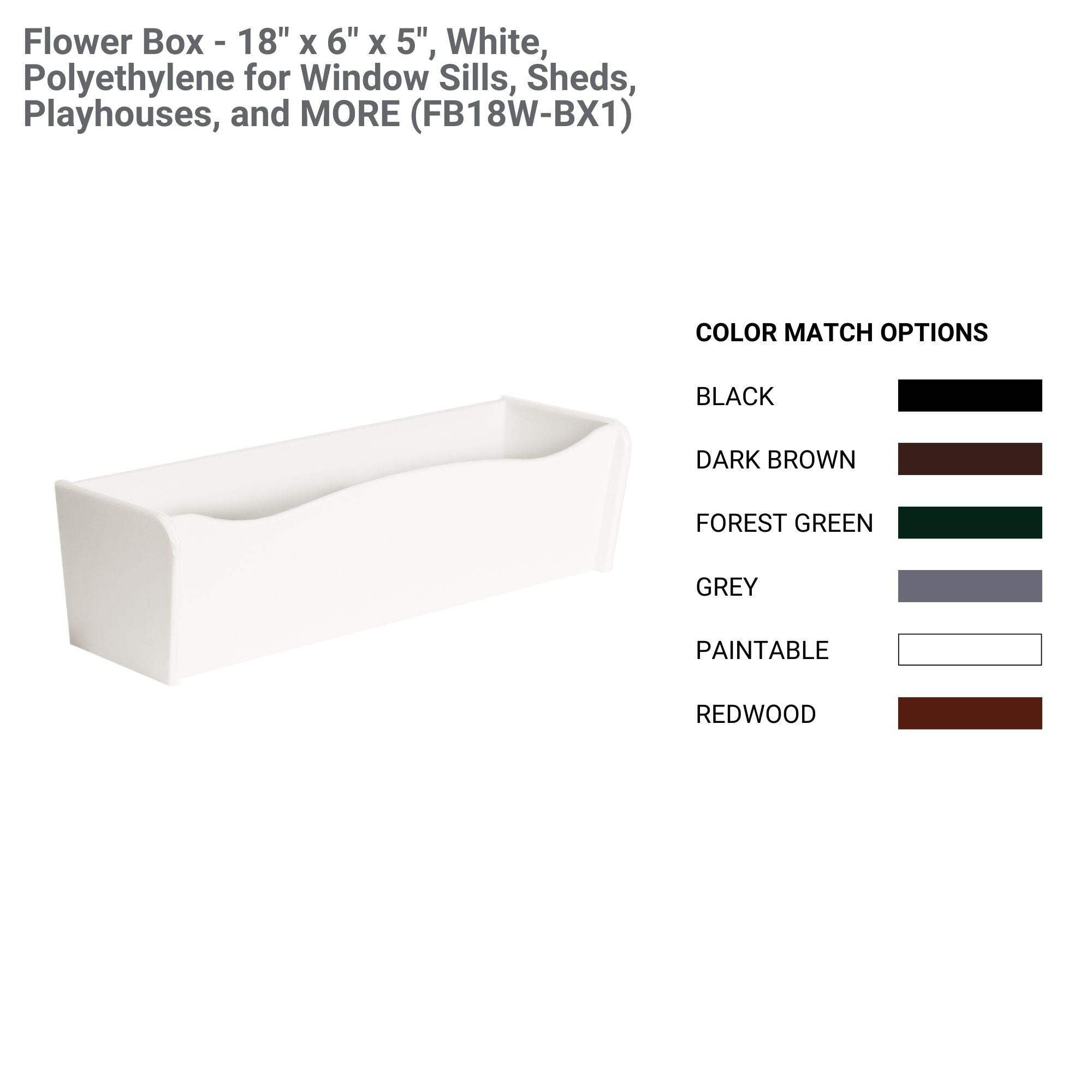 18” Flower Box – Weather-Resistant for Sheds and Playhouses