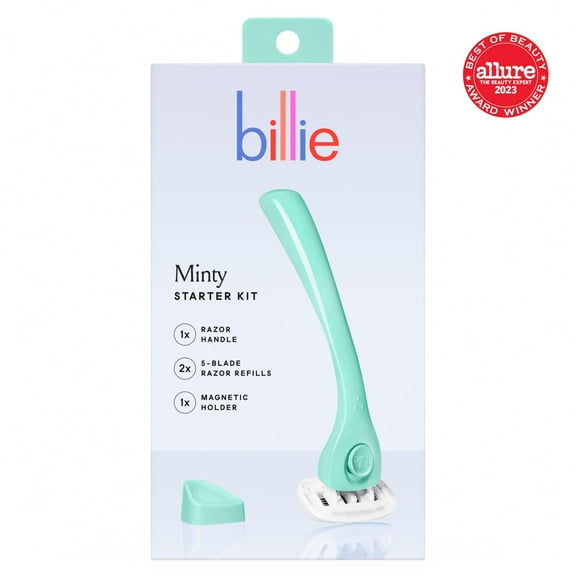 Billie Women’s Razor Kit - 1 Handle   2 x 5-Blade Refills   Magnetic Holder - Minty