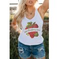 thumbnail image 3 of POGLIP Women's White Like Strawberry Wine Graphic Print Racerback Tank Top, 3 of 6