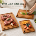 thumbnail image 3 of LOOMHOME Bamboo Cutting Board (Set of 3), Wood Cutting Boards for Kitchen with Deep Juice Grooves & Built-in Handles, Reversible Charcuterie & Chopping Boards,Knife-Friendly, Kitchen Gift, 3 of 7