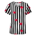 thumbnail image 4 of Uniformes médicos de San Valentín para mujer, modernos, con cuello en V y estampado de corazones, informales, de manga corta, para vacaciones, con bolsillos, 4 of 5