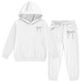 thumbnail image 6 of XEGLSBU Fall Outfits for Girls 7-8 Short Sleeve Girls Letter Print Hoodie and Pants Casual 2 Pcs Outfit Comfortable Daily Wear Cute Toddler Soft Jogger White-A Size 8-9 Years, 6 of 6