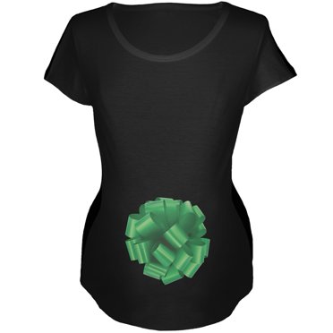 T-Shirt de Maternité Doux pour Femmes avec Nœud Vert Noir