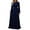 Navy, variant on Womens Kaftan Dress Round Neck Long Sleeve Embroidered Beaded Belted Maxi Dress Black