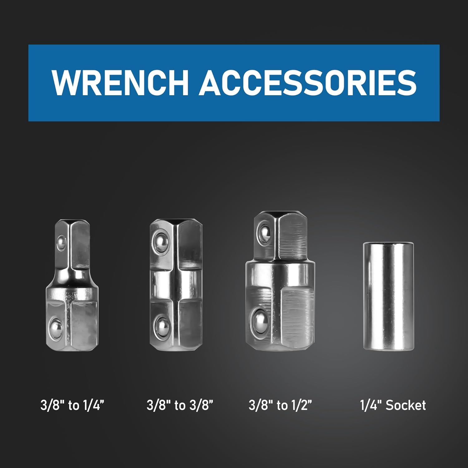 Impact Ready Offset Extension Wrench, Tight Reach Extension Wrench Set, with 1/2", 1/4" and 3/8" Square Drive Adapters, Universal Extensions Wrench for Small Place
