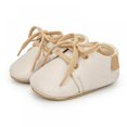 thumbnail image 1 of Baby Boys Girls Oxford Shoes PU Leather Soft Rubber Sole Sneakers Anti-Slip Toddler Ankle Boots Infant Walking Shoes Moccasins 0-18M, 1 of 6