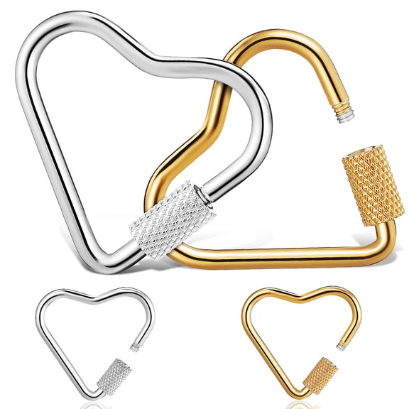 REOFLYUP 4-Pack Heavy Duty Stainless -Shaped Carabiner Clips for Keychains, Chains, and Outdoor Use