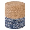 thumbnail image 6 of IVV Handwoven Seagrass Ottoman Pouf, Round Boho Footstool Accent Chair for Living Room, Bedroom, Balcony - 14"Dia x 16"H, Natural & Blue, 6 of 6