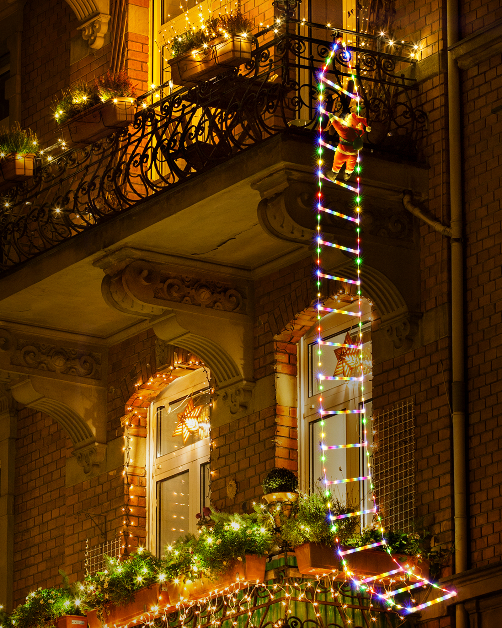 Toodour 10ft LED Christmas Ladder Lights Multicolor photo 7
