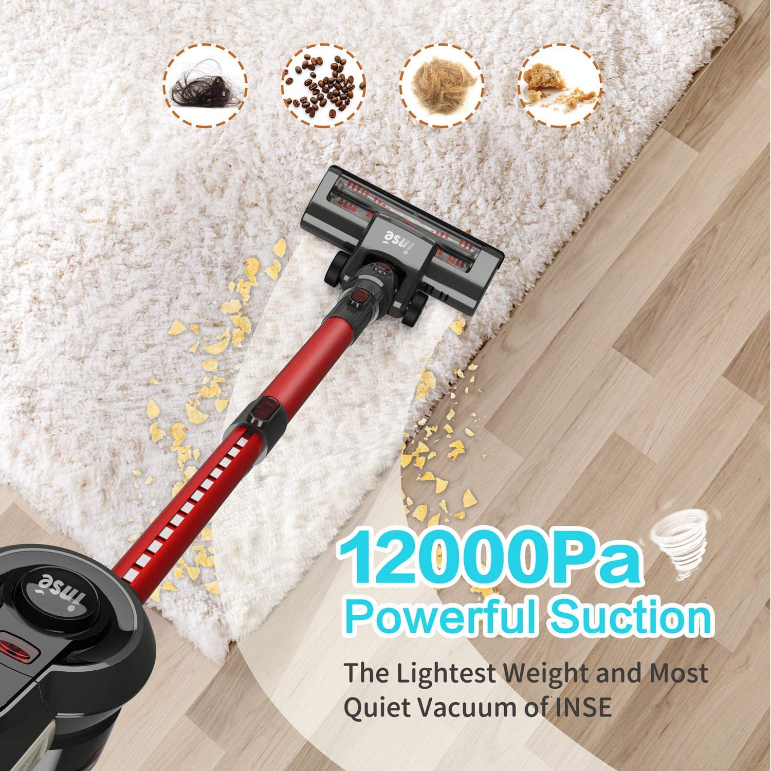 Cordless Vacuum Cleaner Handy and Extendable, Lightweight Quiet 
