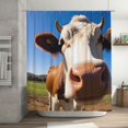 thumbnail image 4 of Honeii Blue Sky Meadow Cute Cow Print Shower Curtain 72x72in,Bathroom Curtain,Waterproof Fabric Shower Curtain Set with Hooks, 4 of 4