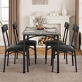 thumbnail image 2 of 5 Pcs Dining Table Set for 4 Rectangular Kitchen Table with 4 Upholstered Chairs Metal Frame and MDF Top Space-Saving for Small Spaces Rustic Gray, 2 of 7