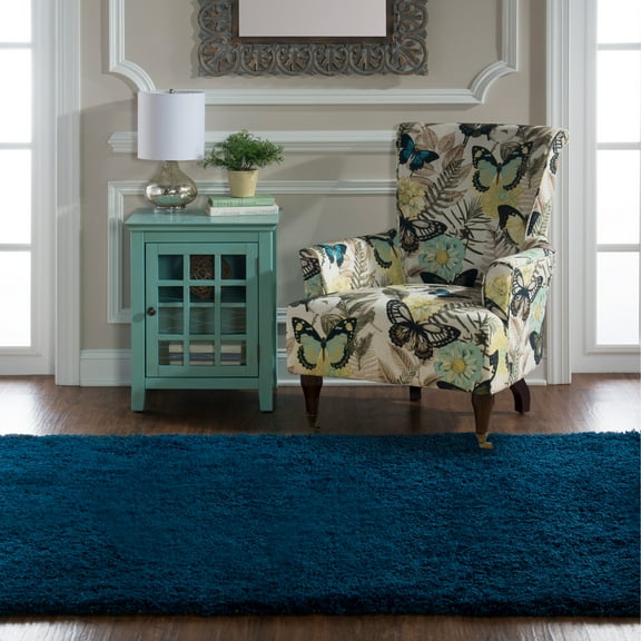 Linon Trio Zag Hand Tufted Polyester 5'x7' Rug in Blue