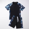 thumbnail image 2 of YunPes Little Boys' Rash Guard Sets Short Sleeve Shirts Swim Swimsuit Bathing Set 2pc Christmas Clothes for Baby Girl, 2 of 4