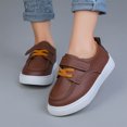 thumbnail image 2 of Toddler Boys Leather Casual Slip On Sneakers Adjustable Hook and Loop Walking Shoes Non Slip Lightweight Flat Daily Dress Shoes, 2 of 8