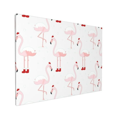 

Decor Flamingo In Christmas Hat Seamless Wall Decor Bathroom Canvas Painting Modern Decorations Framed Artwork For Bathroom Bedroom Living Room 12x16in