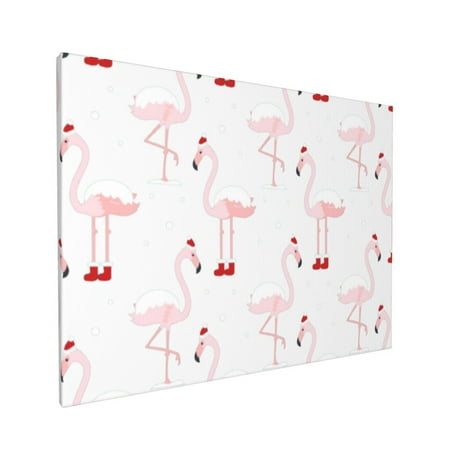 

Decor Flamingo In Christmas Hat Seamless Wall Decor Bathroom Canvas Painting Modern Decorations Framed Artwork For Bathroom Bedroom Living Room 12x16in