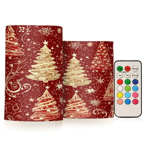 BZSMCE Flameless Candles LED Lights Christmas Trees with Sonwflake Creativity Battery Candles