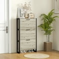 thumbnail image 2 of HOMCOM Shoe Cabinet with 3 Flip Drawer Cabinet, Walnut, 2 of 10