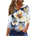 thumbnail image 1 of Blusas para las Mujeres Casual Impreso 3/4 Mangas Cuello en V Botón de Ocio Top Blusa Tops para las Mujeres, 1 of 8
