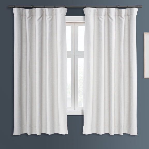 Half Price Drapes Mist White Bellino Textured Faux Linen Room Darkening Curtains For Bedroom & Living Room Curtains(1 Panel), Curtains 63 Inches Long, 50W X 63L