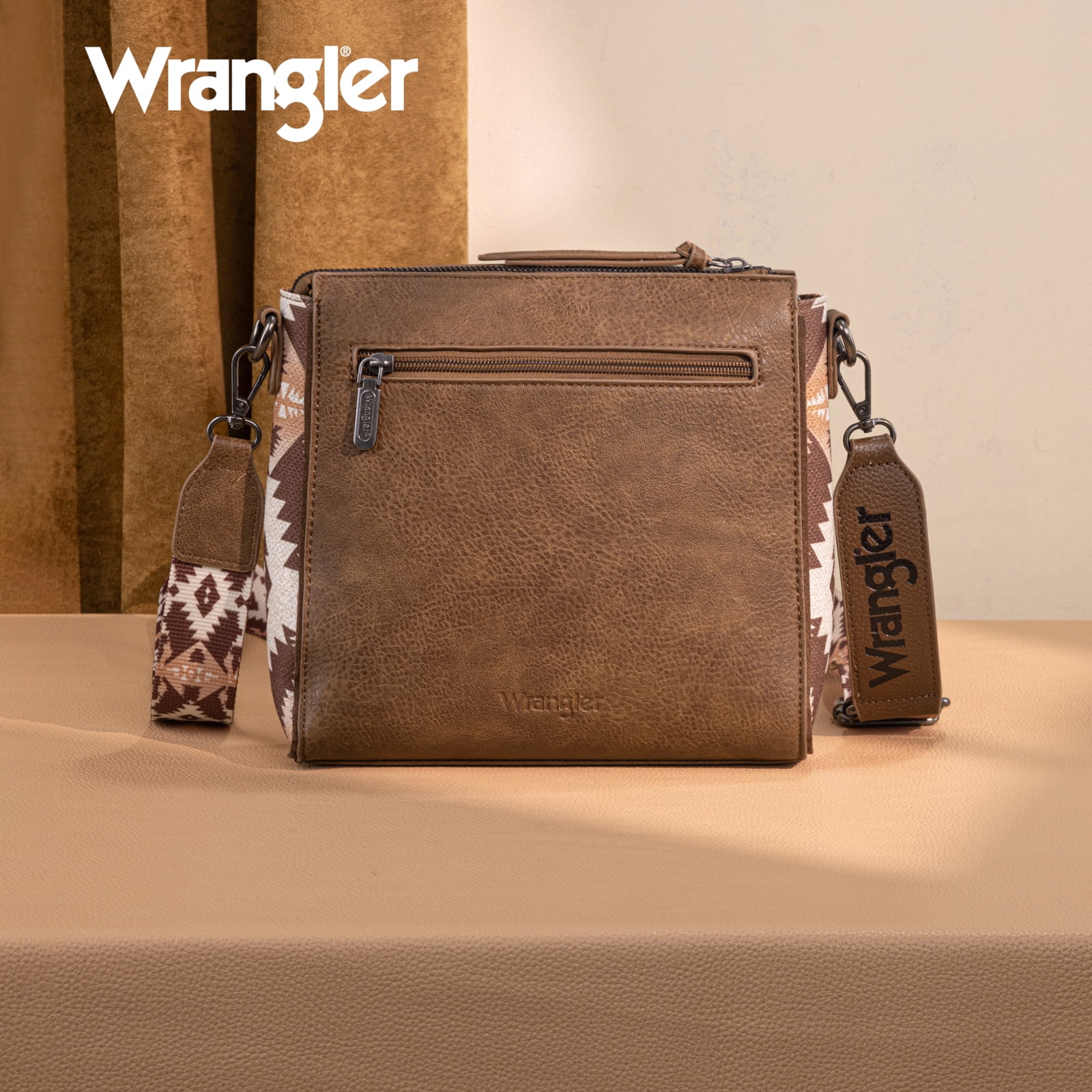 Wrangler Aztec Crossbody Bags Boho Shoulder for Women, Light Coffee